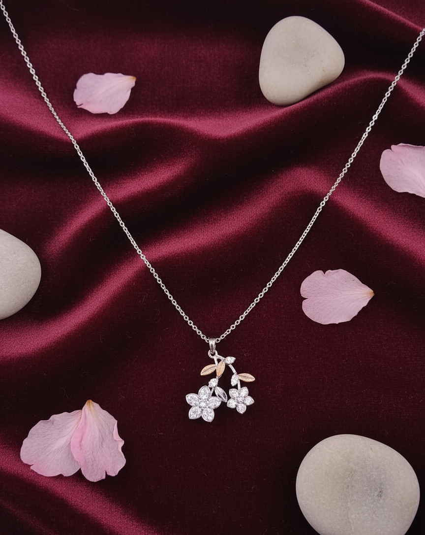 Dazzling Blossom Cherry Pendant Necklace
