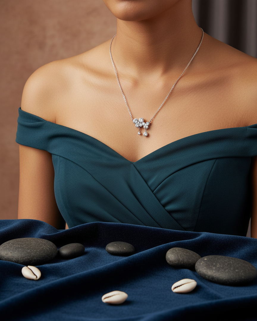 "Stardust Dewdrop" Crystal Cluster Necklace