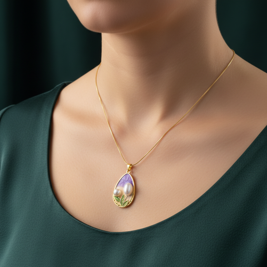 Enchanted Violet Dewdrop Necklace
