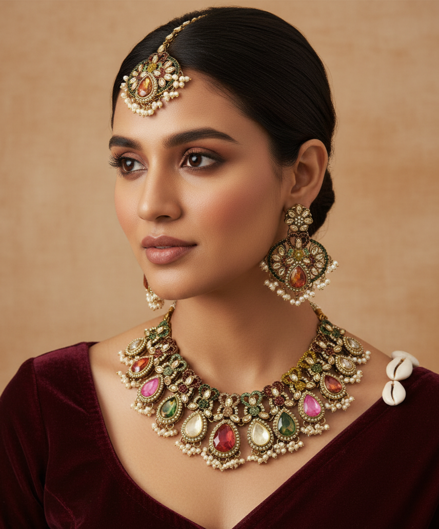 The Regal Empress Kundan Polki Multistone Bridal Set