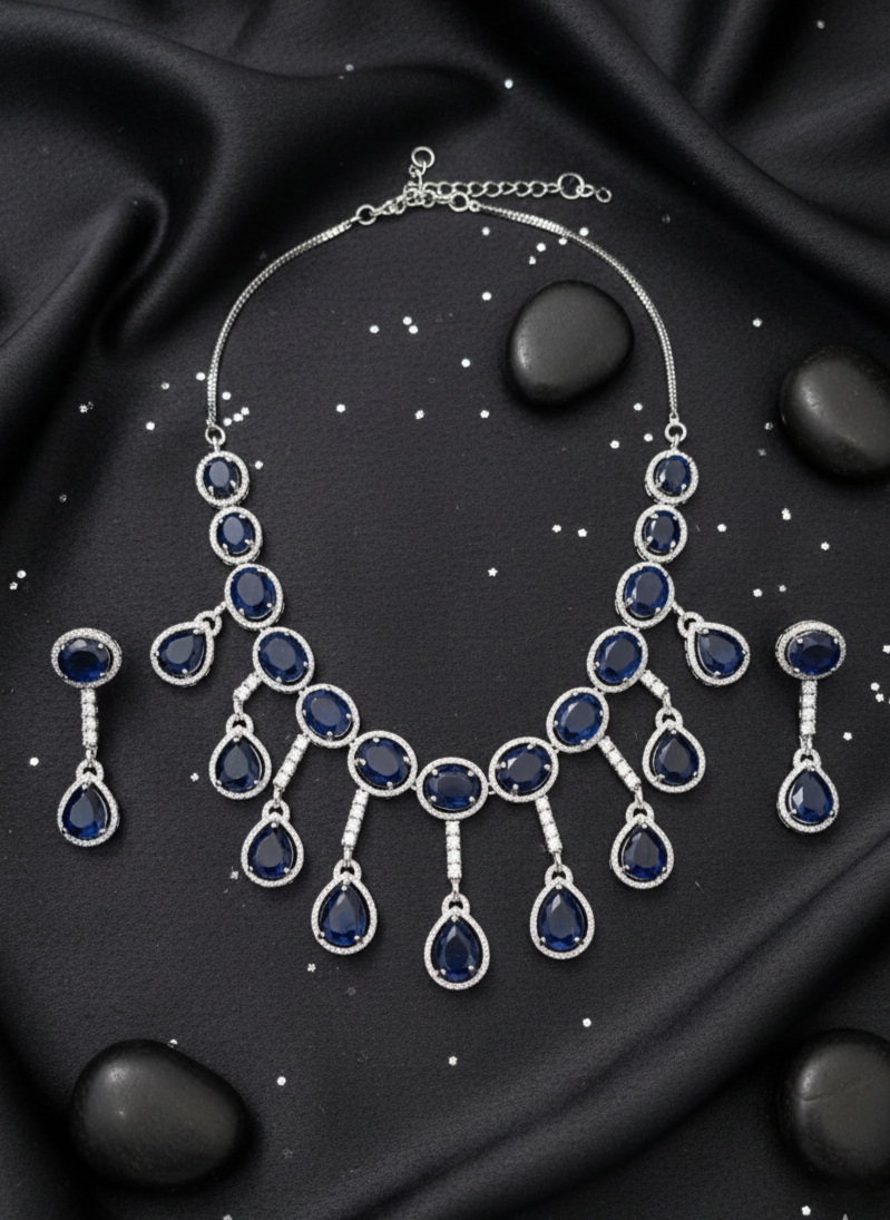 The "Midnight Cascade" Sapphire Diamondette Set