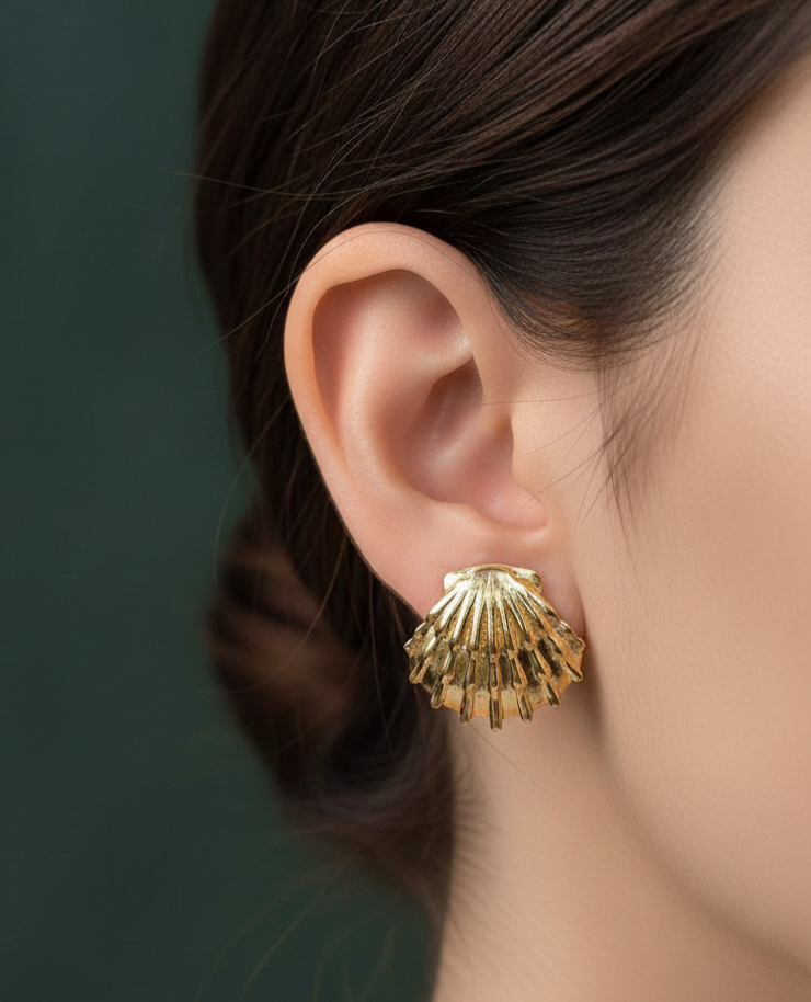 Golden Seashell Stud Earrings