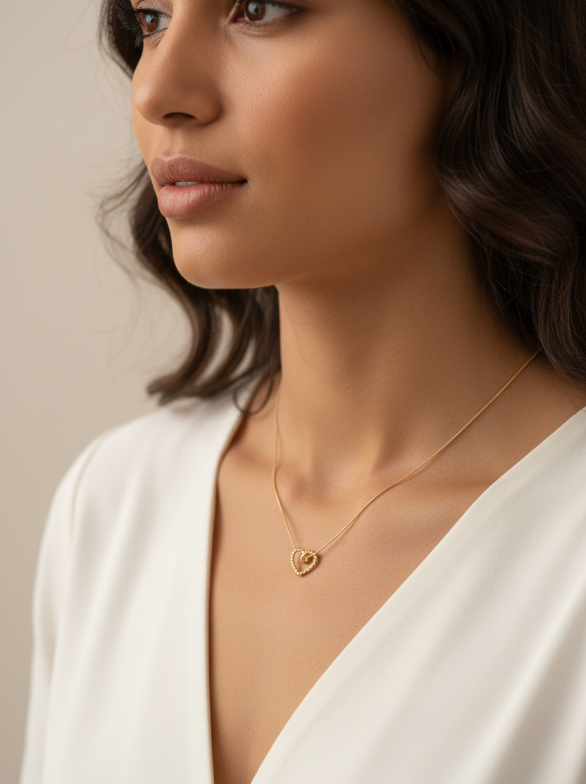 "Infinite Love Knot" Gold Tone Heart Necklace