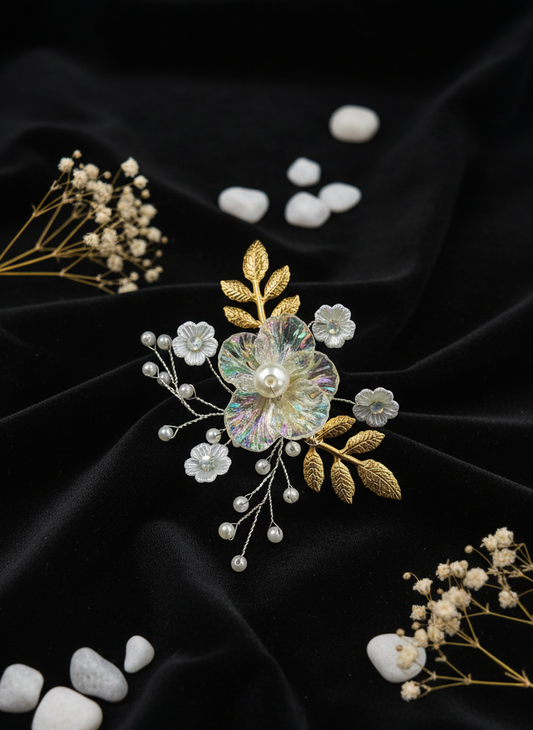 "Forest Nymph" Iridescent Bloom Hair Clip