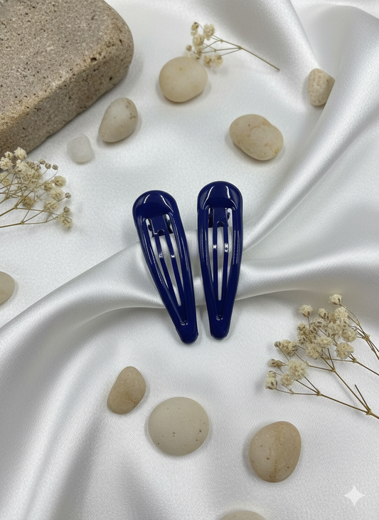 Sleek Black Snap Hair Clips (Pair)