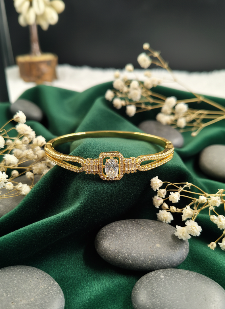 "Radiant Embrace" Gold Plated Cubic Zirconia Bracelet