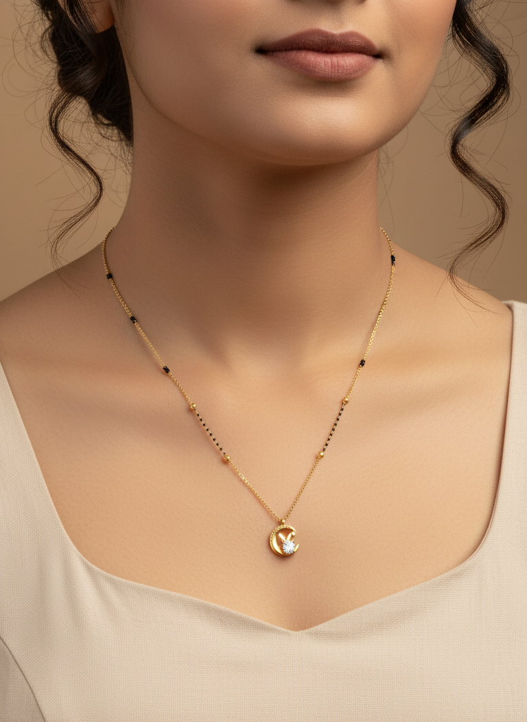Crescent Moon Zirconia Mangalsutra