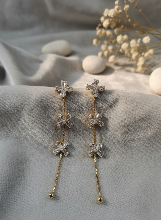 Glimmering Cross Drop Earrings