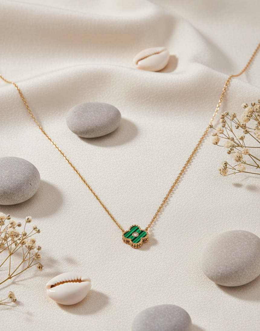 The "Midnight Clover" Onyx & Diamond Gold Necklace