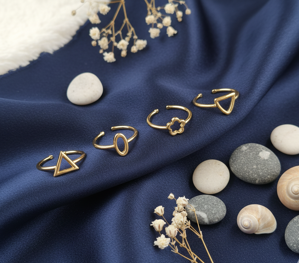 Elegance Geometric Ring Set (Pack of 4)