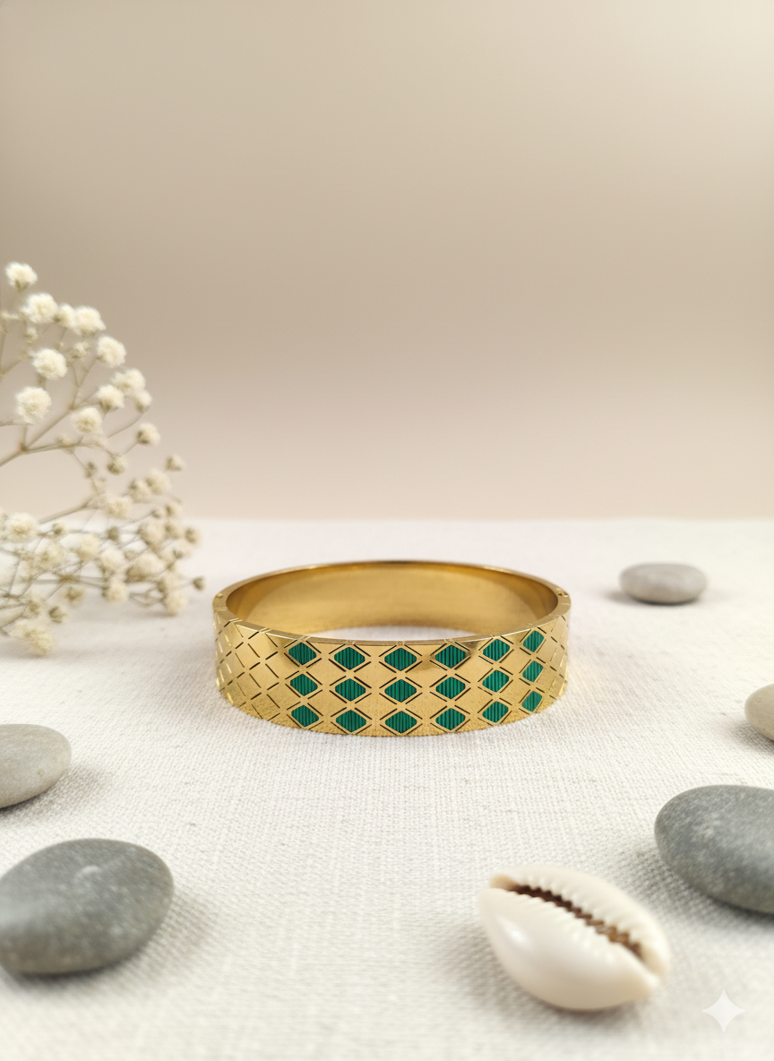 Emerald Grid Bangle