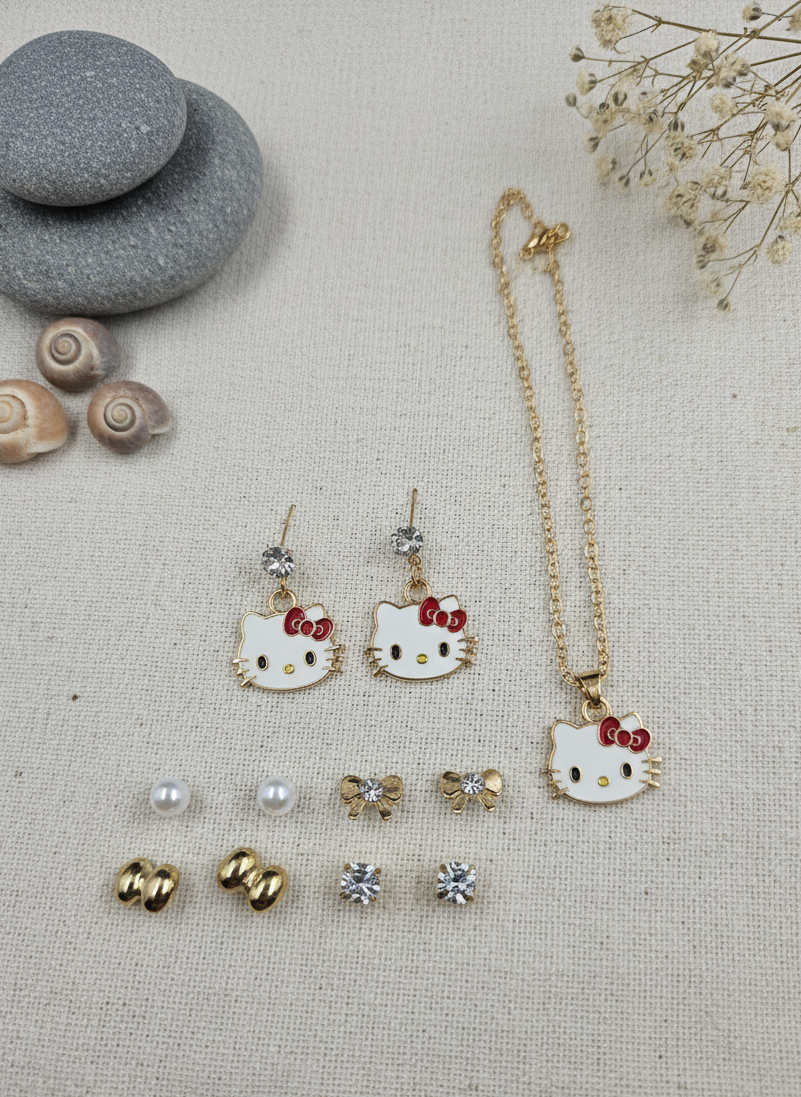 Hello Kitty Necklace & Earring Set