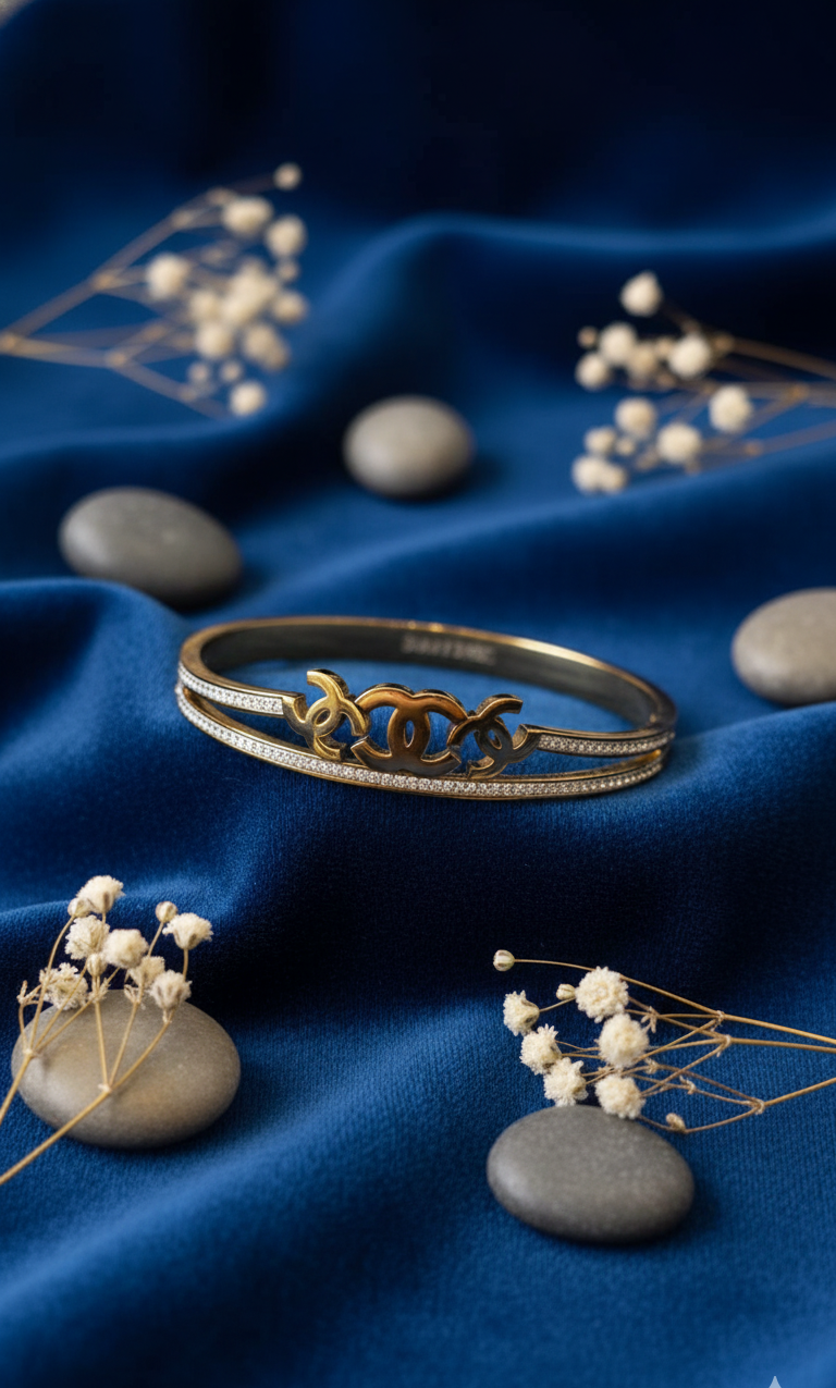 Gold & Diamond Motif Bangle