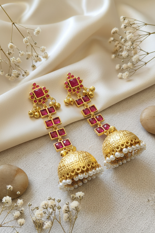 Emerald Jhumka Earrings