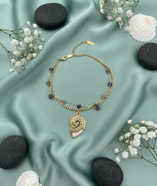 The Spiral Amethyst Adjustable Bracelet (For Delicate Hands)