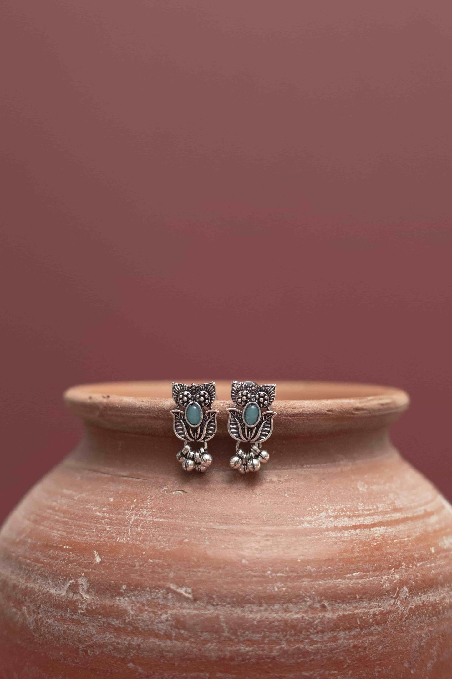 Oxidised Multicolor Rose Choker Necklace with Dangling Beads