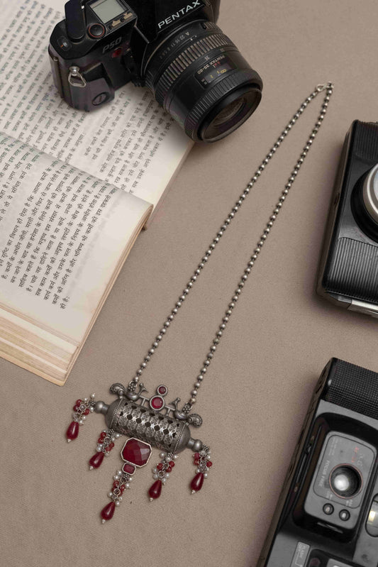 German Silver Necklace with Dangling Beads