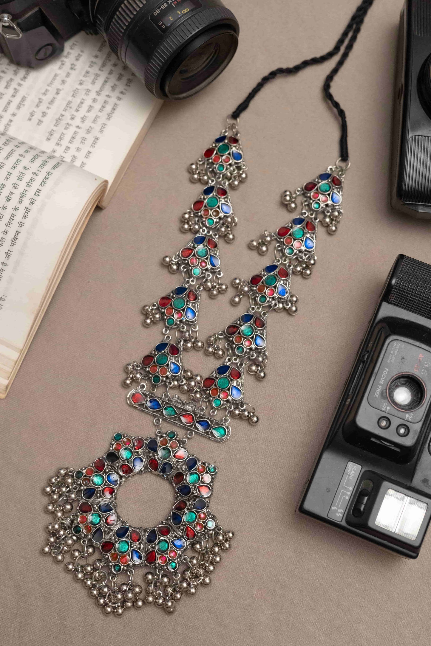 Oxidised Multicolor Beaded Meena Jewelry Set