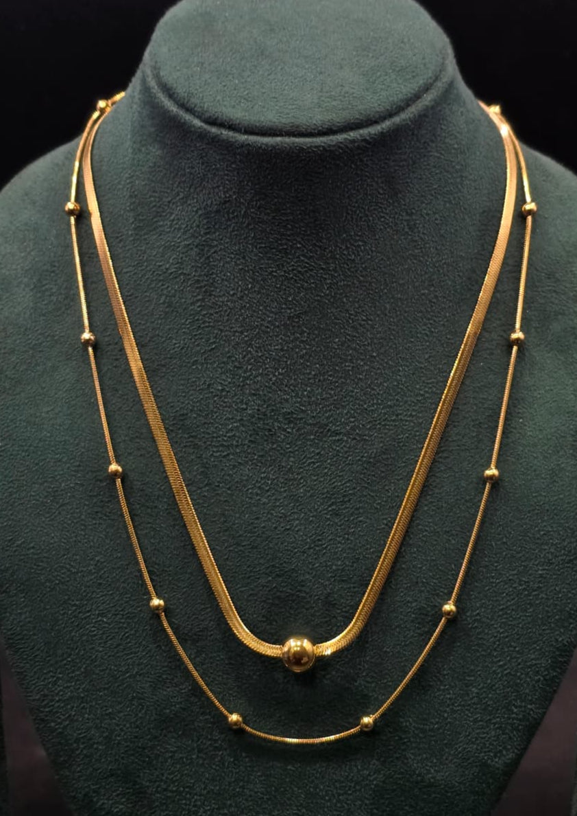 Serpentine Layers Gold Tone Necklace Set
