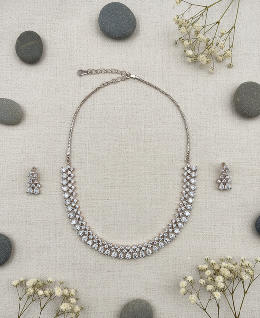 Teardrop AD Stone Necklace Set