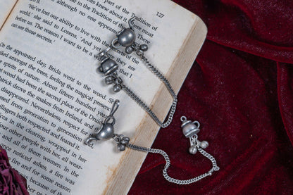 German Silver Miniature Chained Teapot Earring