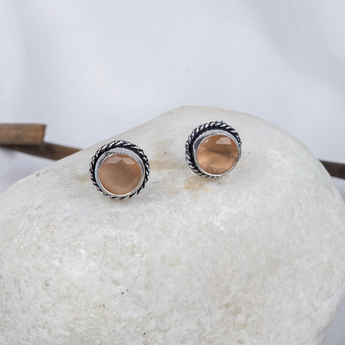 Oxidised Earring with Multicolor Cabochons (Pack Of 10)