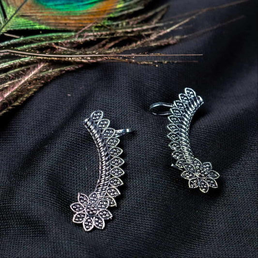 Oxidised Floral Cuff Earing