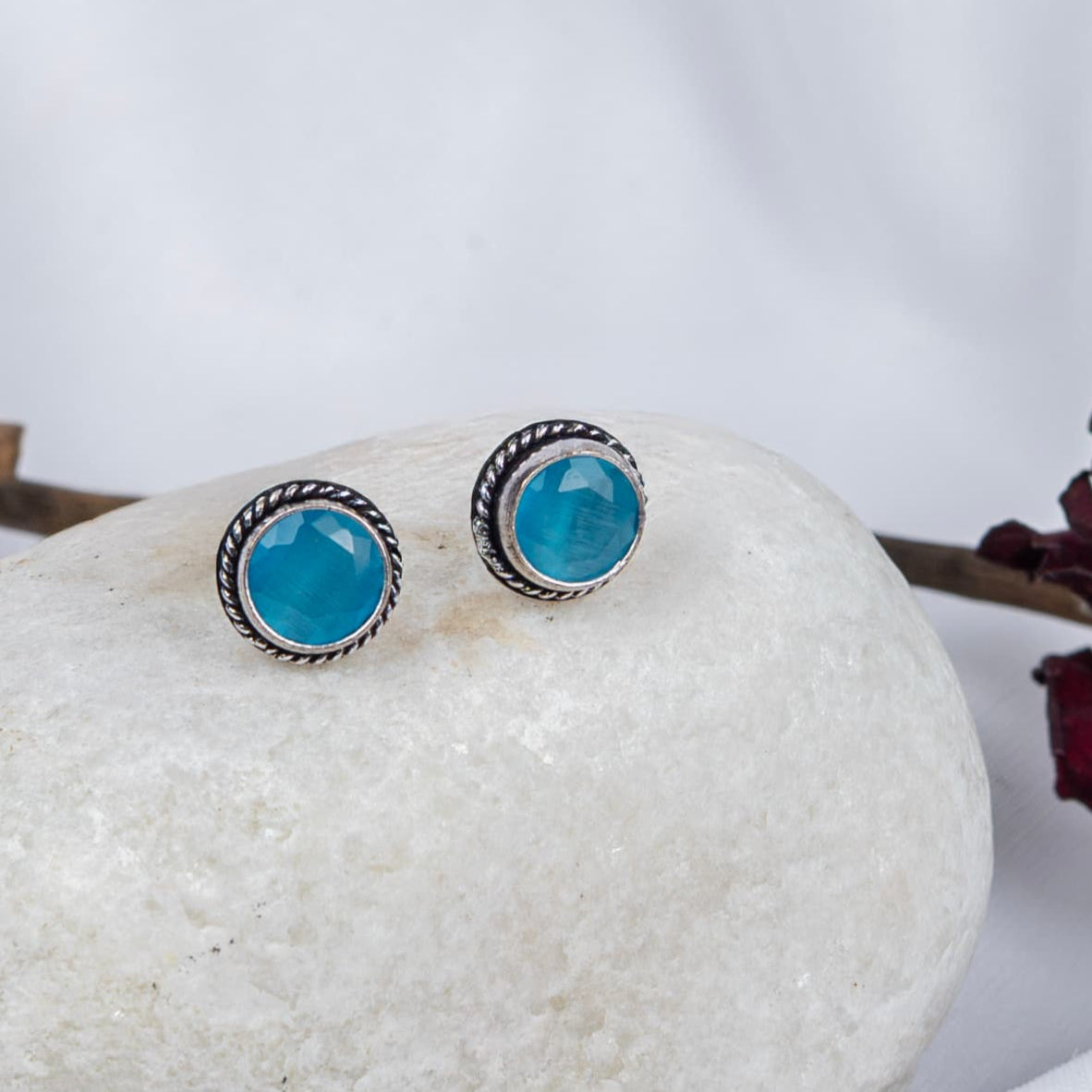 Oxidised Earring with Multicolor Cabochons (Pack Of 10)