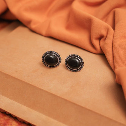 Oxidise Silver Oval Multicolor Gem Stud Earrings (Pack Of 12)