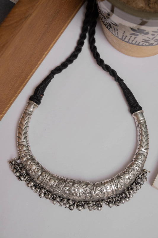 German Silver Choker with Dangling Beads