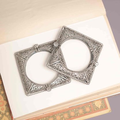 German Silver Square Filigree Kada