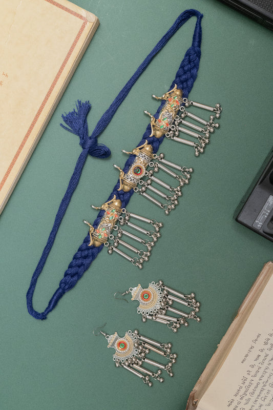 Two-Tone Bird Charm Necklace & Earrings Set