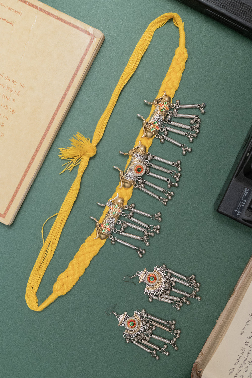 Two-Tone Bird Charm Necklace & Earrings Set