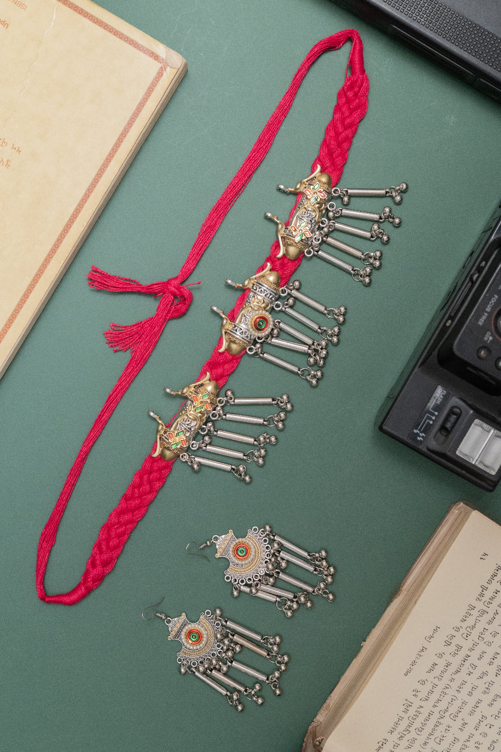 Two-Tone Bird Charm Necklace & Earrings Set