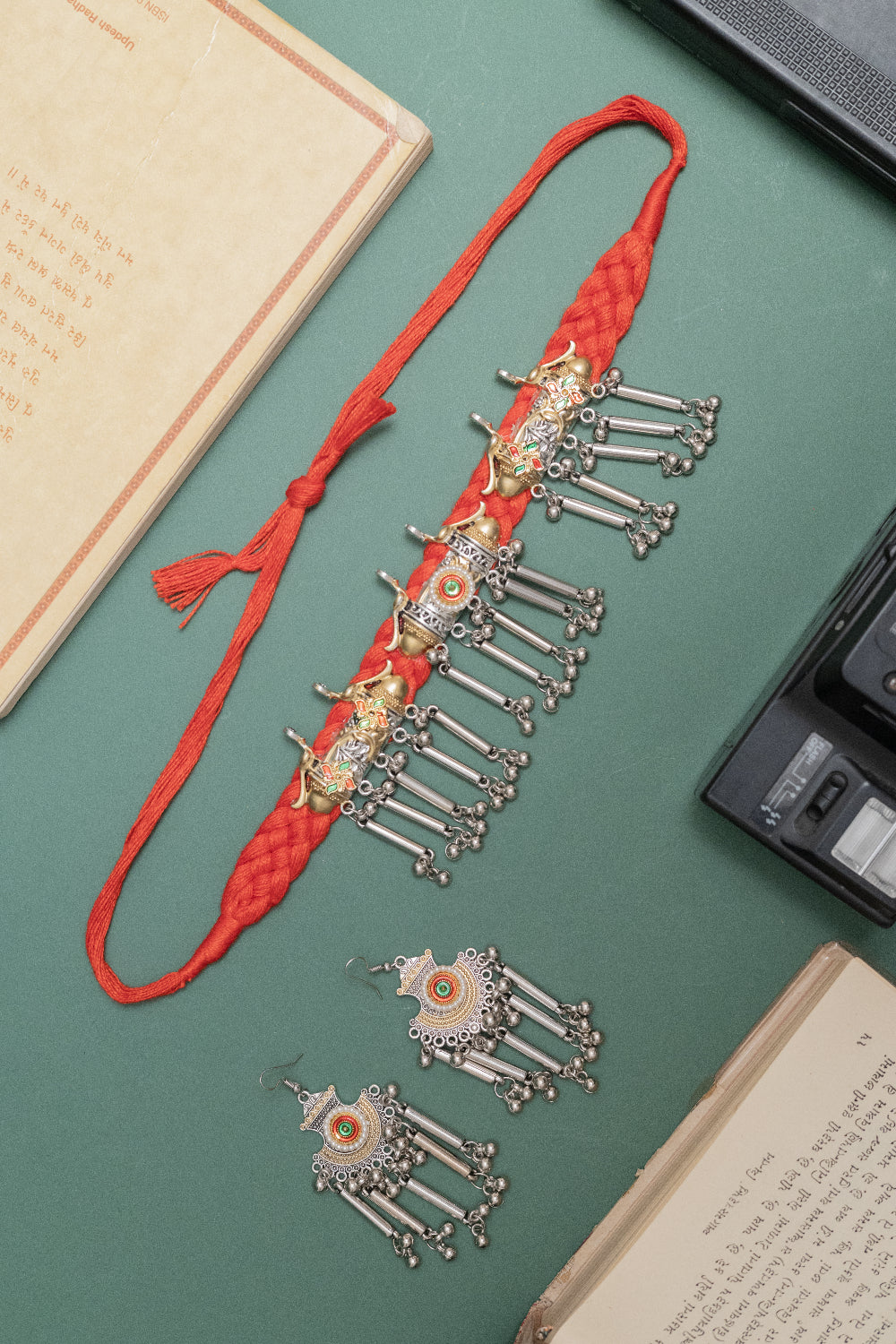 Two-Tone Bird Charm Necklace & Earrings Set