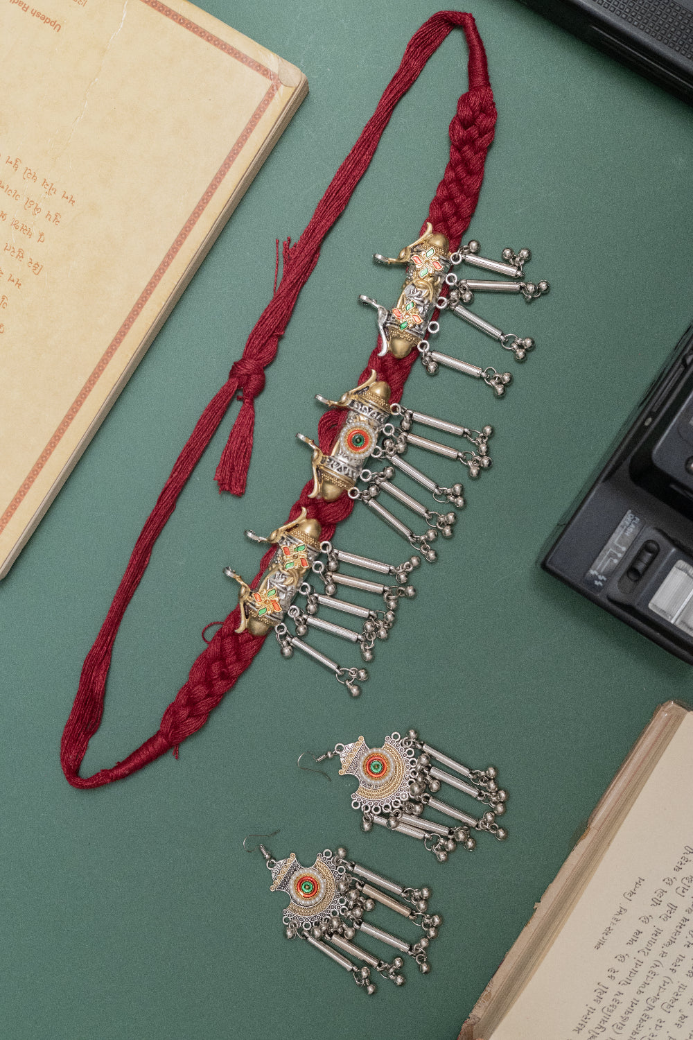 Two-Tone Bird Charm Necklace & Earrings Set