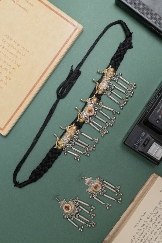 Two-Tone Bird Charm Necklace & Earrings Set