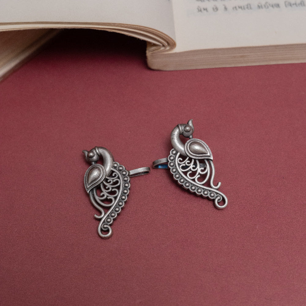 Peacock Studs with an Antique Finish Earring