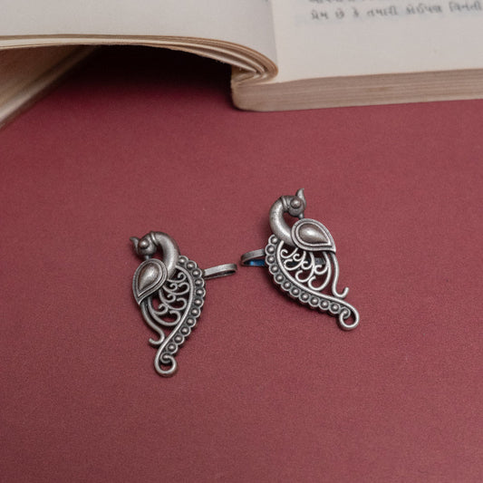 Peacock Studs with an Antique Finish Earring