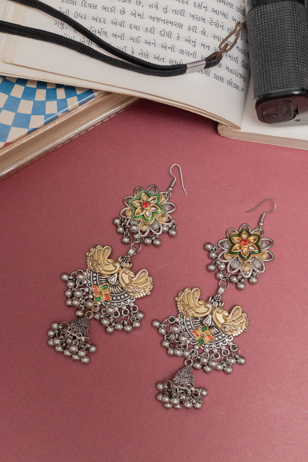 Two-Tone Bird Design Earrings