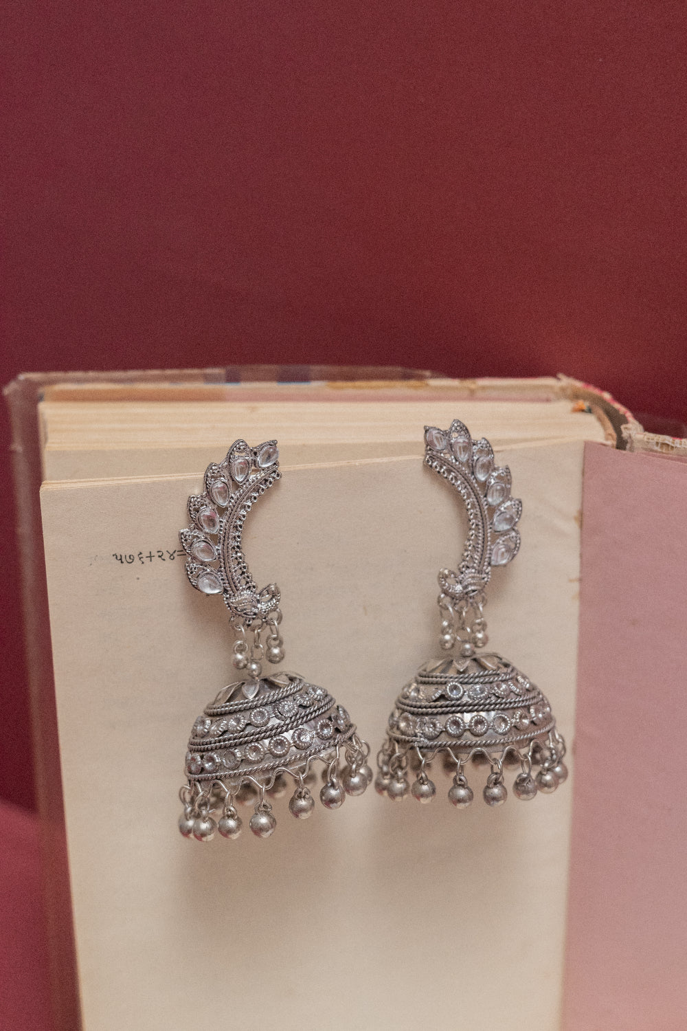 Oxidised Peacock Design Jhumka Earrings