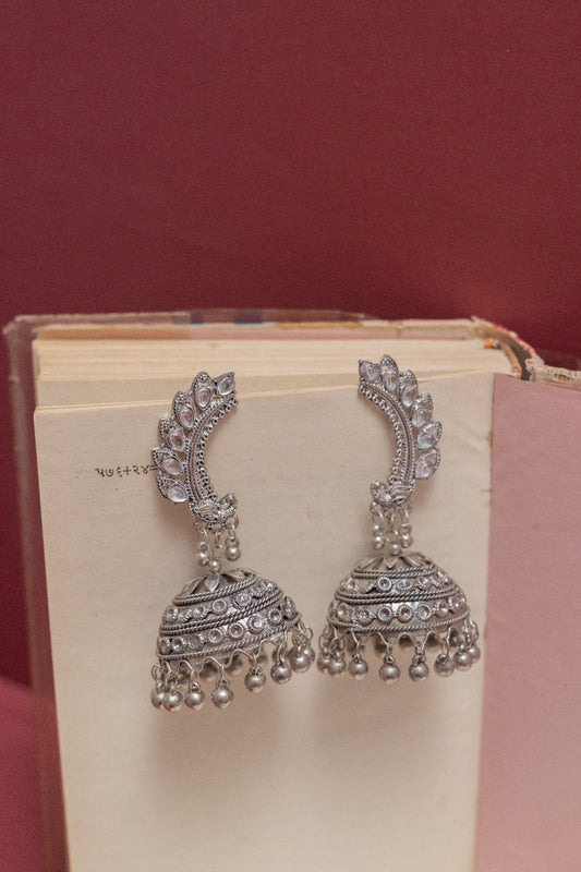 Oxidised Peacock Design Jhumka Earrings