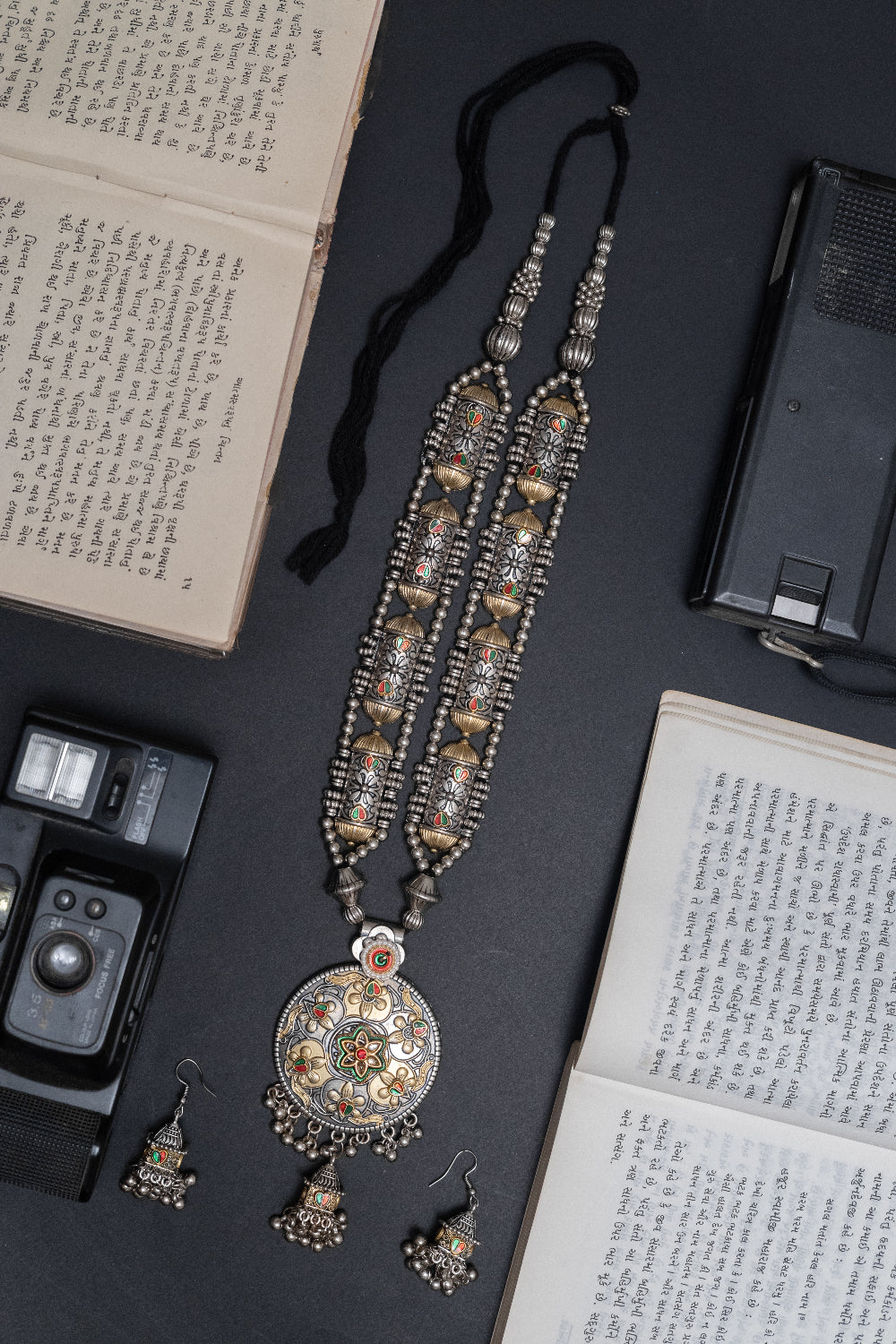 Mandala-Style Two-Tone Round Pendant