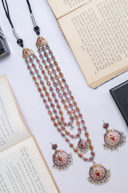 Grand Bridal Kundan with German Silver Filigree and Pearl Drop