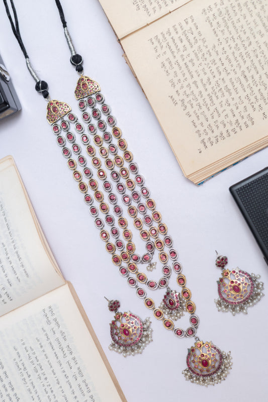 Grand Bridal Kundan with German Silver Filigree and Pearl Drop
