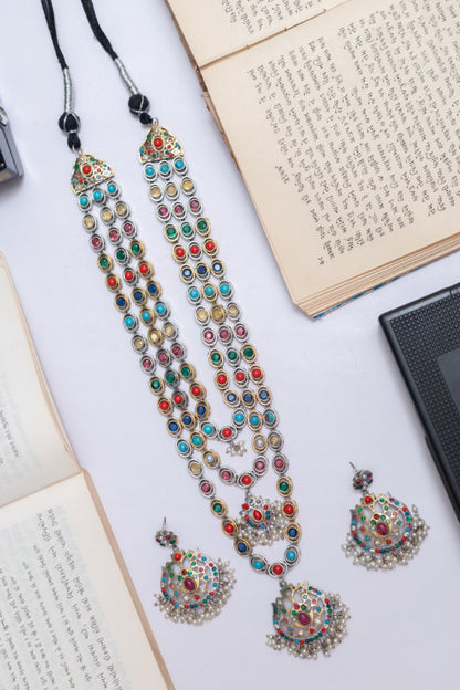 Grand Bridal Kundan with German Silver Filigree and Pearl Drop