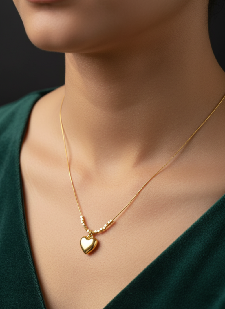 Golden Heartbeat Charm Necklace