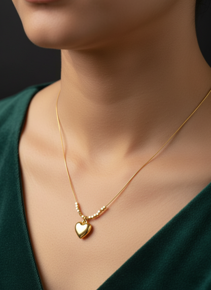 Golden Heartbeat Charm Necklace