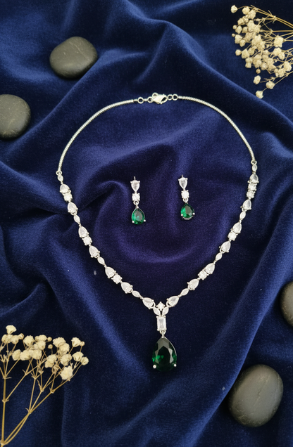 Emerald Cascade & Teardrop Elegance Necklace