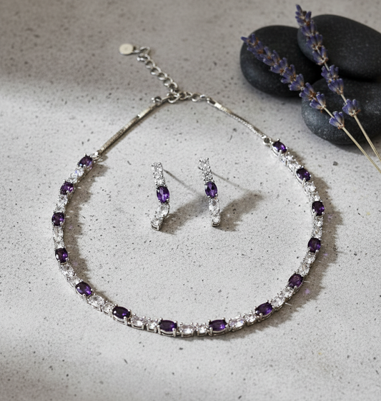 Amethyst American Diamond Illusion Necklace